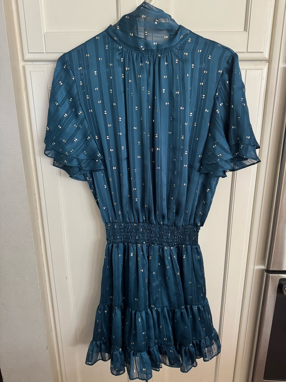 Misa Los Angeles Teal Ruffled Mini Dress